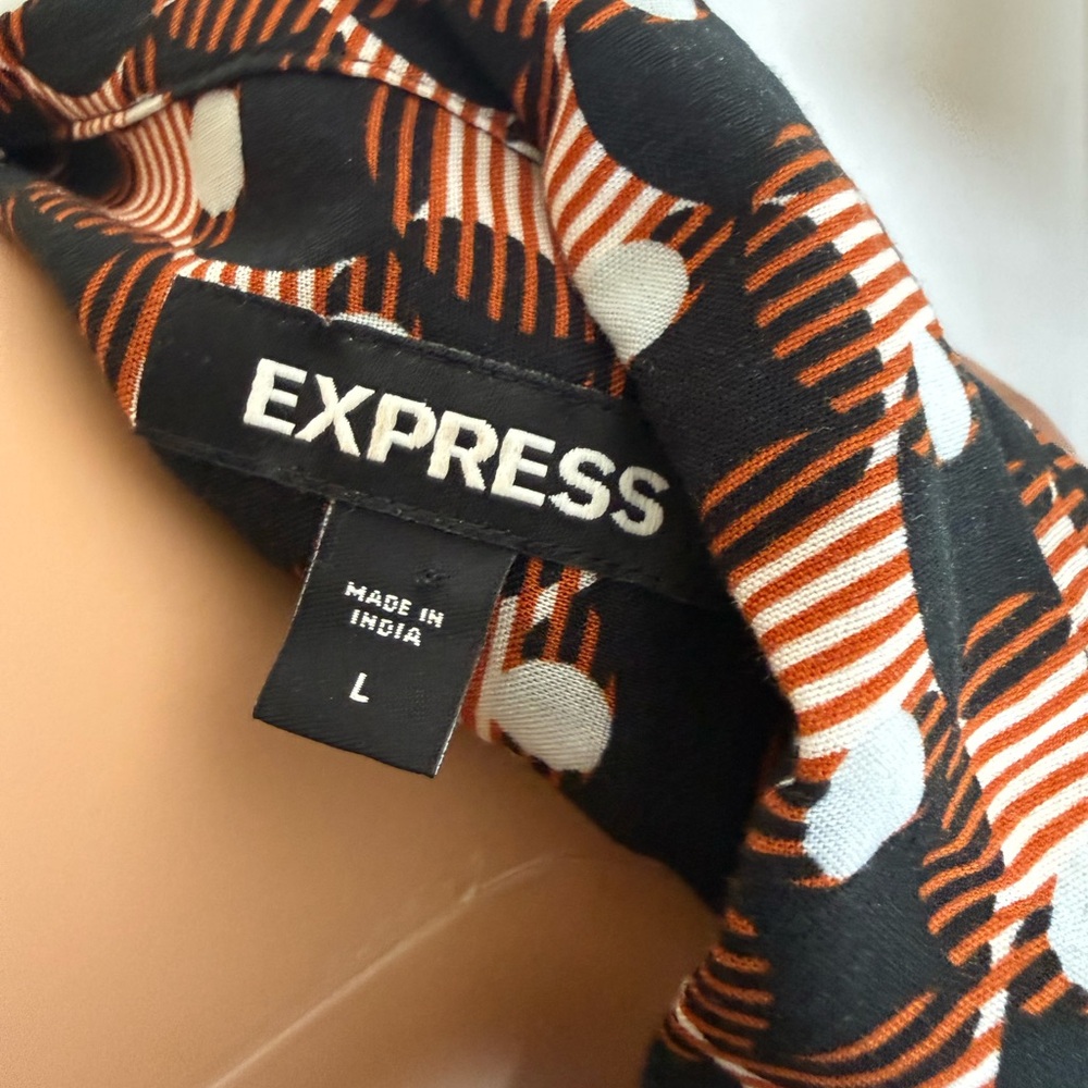 Express Black and Orange Casual Button Down Shirt